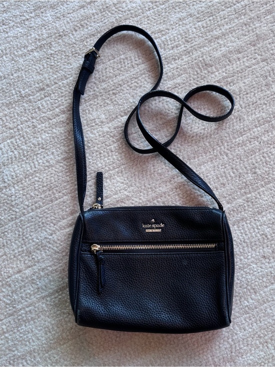 kate spade Handbags - kate spade black pebbled leather crossbody with gold hardware